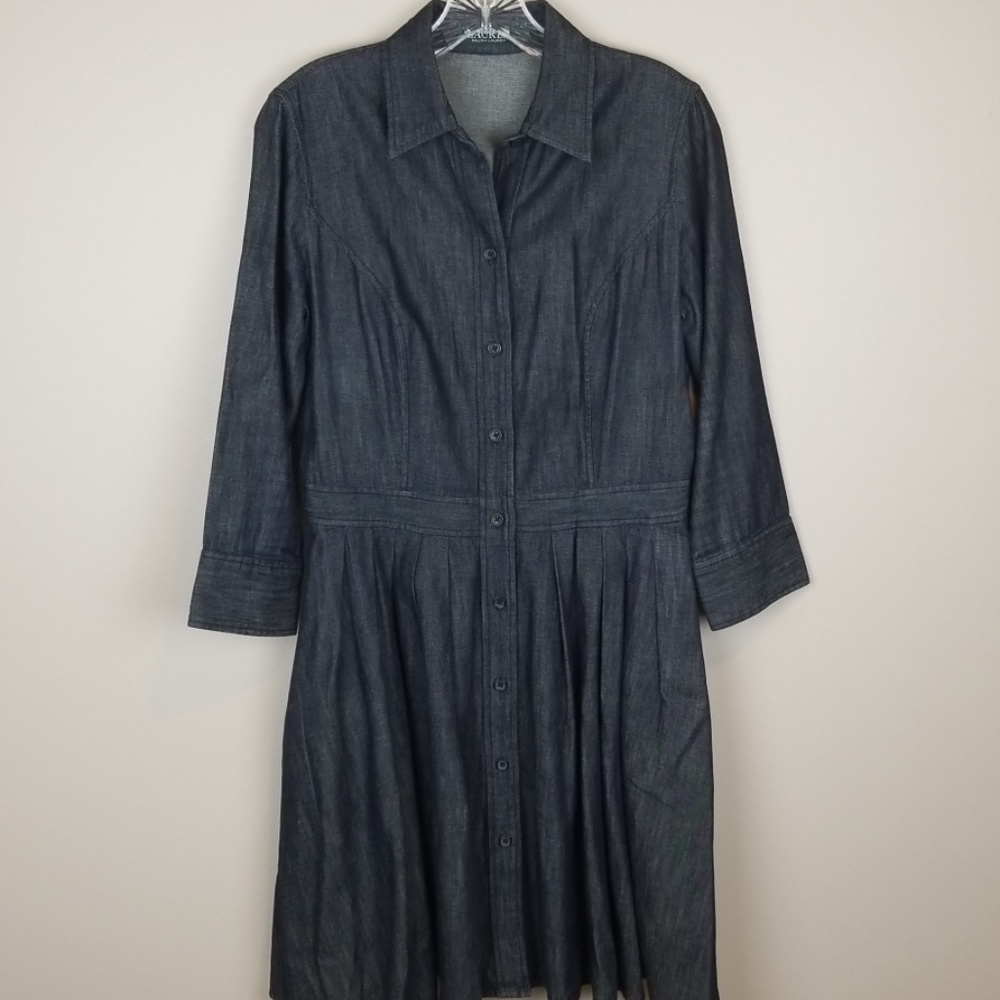Lauren Ralph Lauren denim pleated dress. Size 6